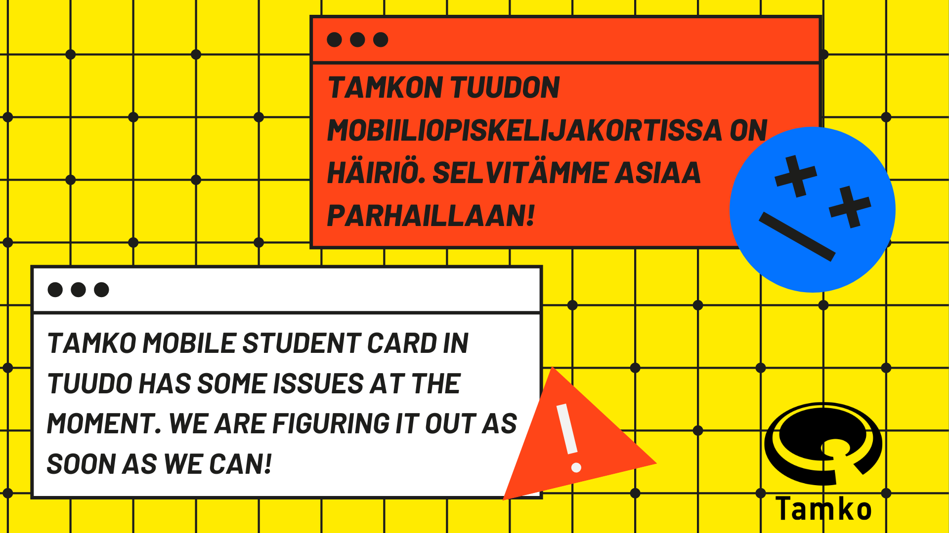 Disturbances in Tuudo mobile student card 28.3.