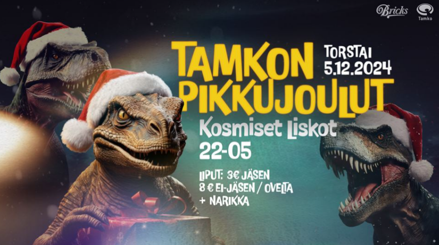 Tamkon pikkujoulut, liskoja jouluhatut päässä